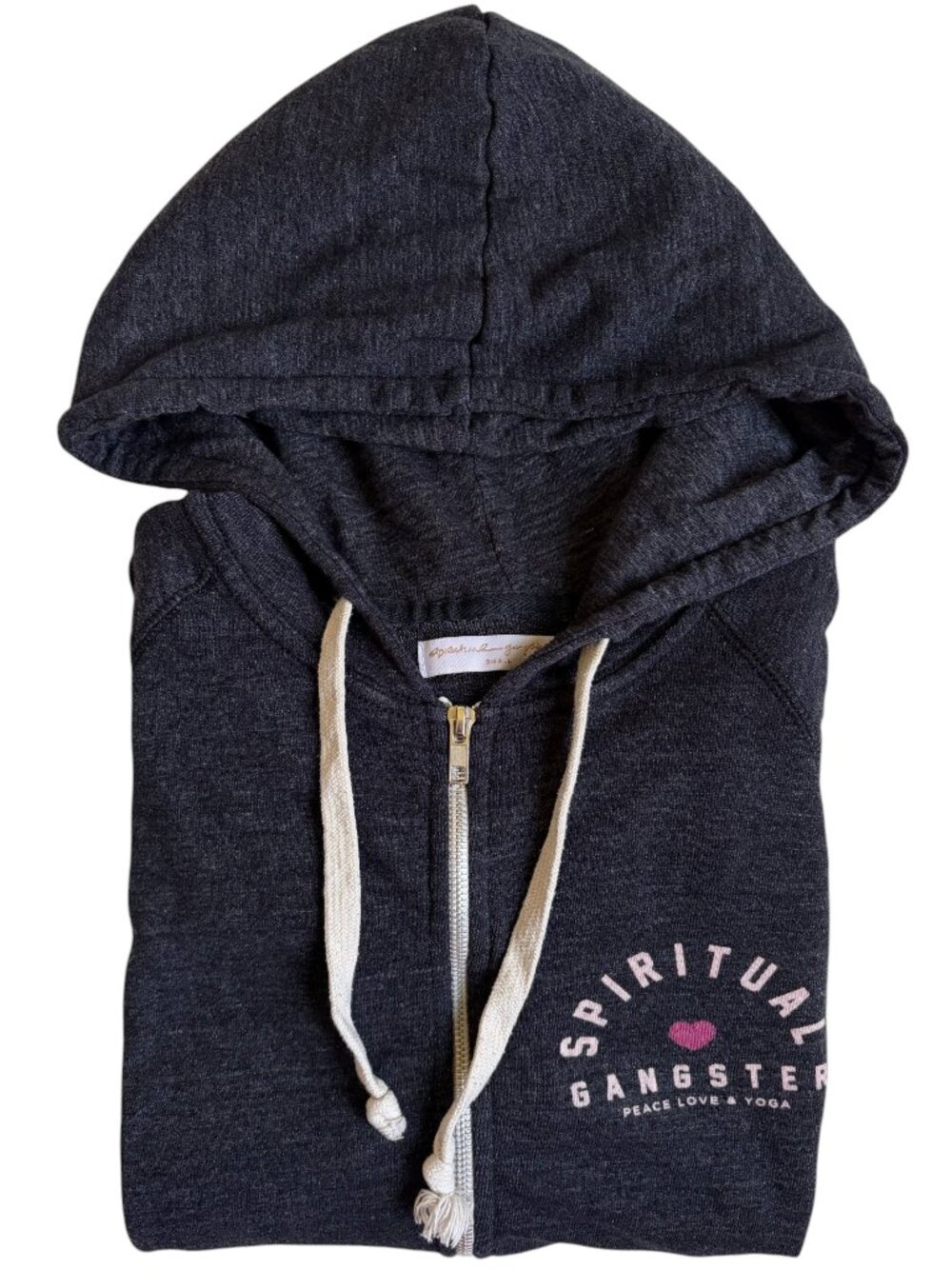 Spiritual Gangster Full-Zip Hoodie (Charcoal Grey) - Size Small